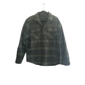 Brixton Bowery Shirt Mens XL Green Plaid Flannel Button Heavy Outdoors #6371